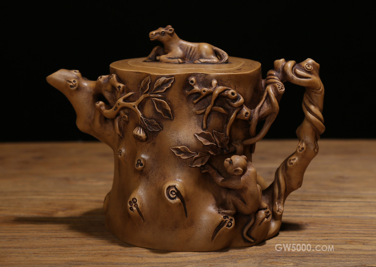 清代名家陈鸣远纯手工制作紫砂老茶壶
