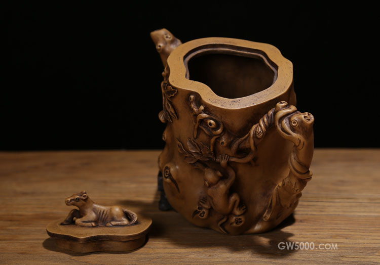 清代名家陈鸣远纯手工制作紫砂老茶壶