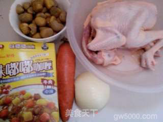咖喱烧板栗鸡的做法步骤：1