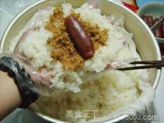 香肠肉松粢饭的做法步骤：5
