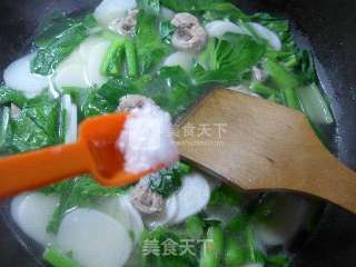 油菜蕻排骨年糕汤的做法步骤：9