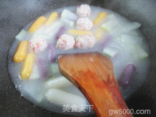 虾味球冬瓜三色芝士年糕的做法步骤：6